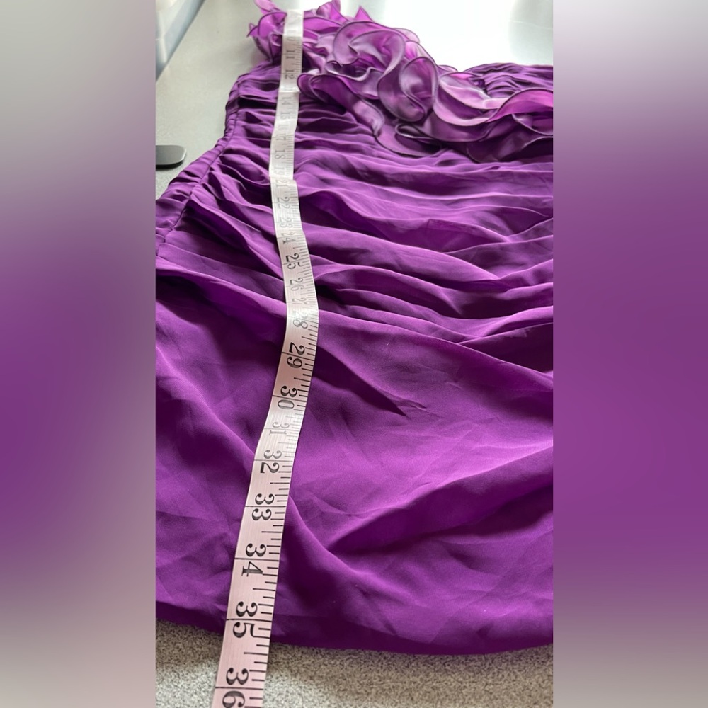 May Queen Vibrant Magenta One-Shoulder Ruffle Dress Size 8 - Picture 13 of 14